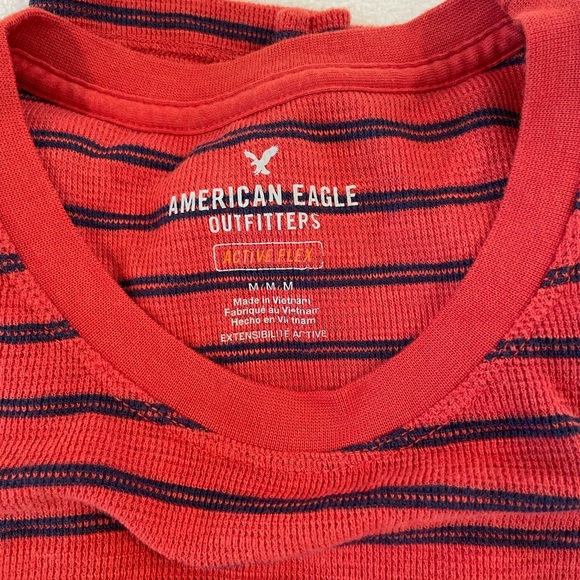 American Eagle Orange and Blue Striped Thermal Long Sleeve Shirt - Picture 4 of 5